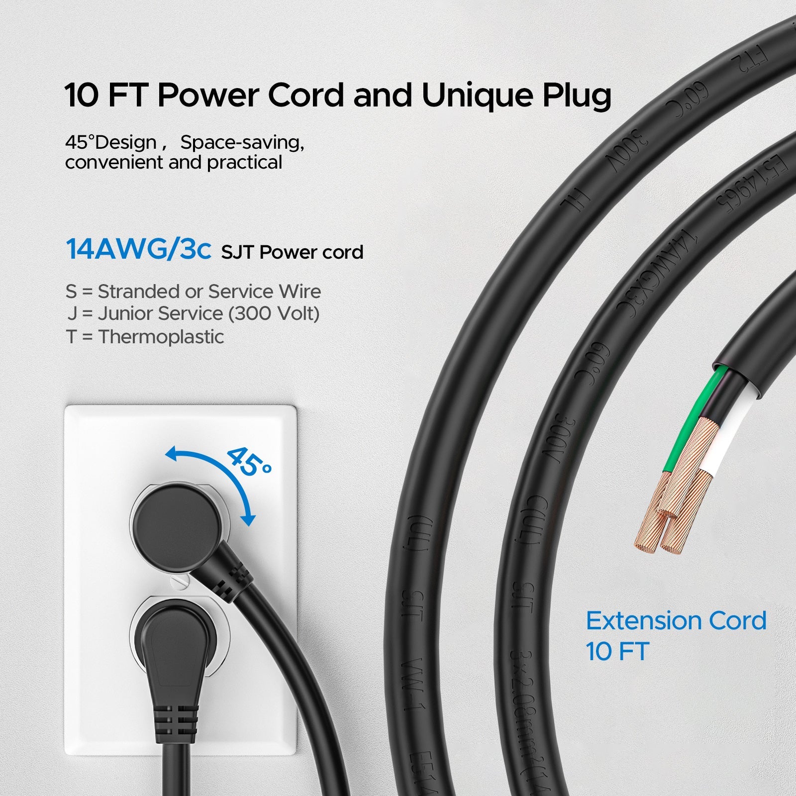 CRST 6-Outlet Metal Surge Protector, 2100 Joules, 10ft Heavy Duty 14AWG Cord with 45° Flat Plug, Industrial Mountable Power Strip for Home Office Garage & Workshop