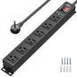 CRST 6-Outlet Metal Surge Protector, 2100 Joules, 10ft Heavy Duty 14AWG Cord with 45° Flat Plug, Industrial Mountable Power Strip for Home Office Garage & Workshop