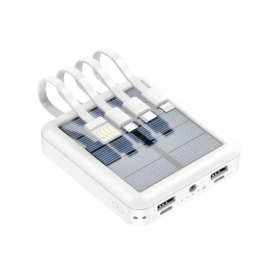 Large-capacity 20000 mAh outdoor mini mobile power bank with its own line solar power sharing four-wire power bank